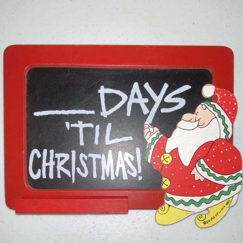 Santa Claus Days 'Til Christmas Chalkboard Wood Wall Plaque Sign 6x8in